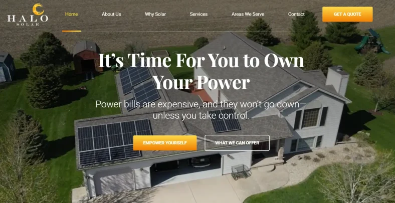 Halo Solar website homepage