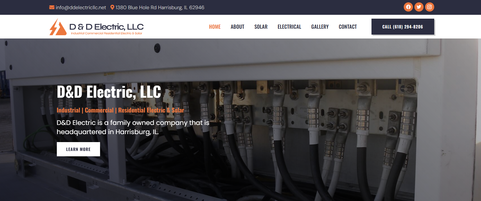 D & D Electric homepage, a solar panel installer in Chicago