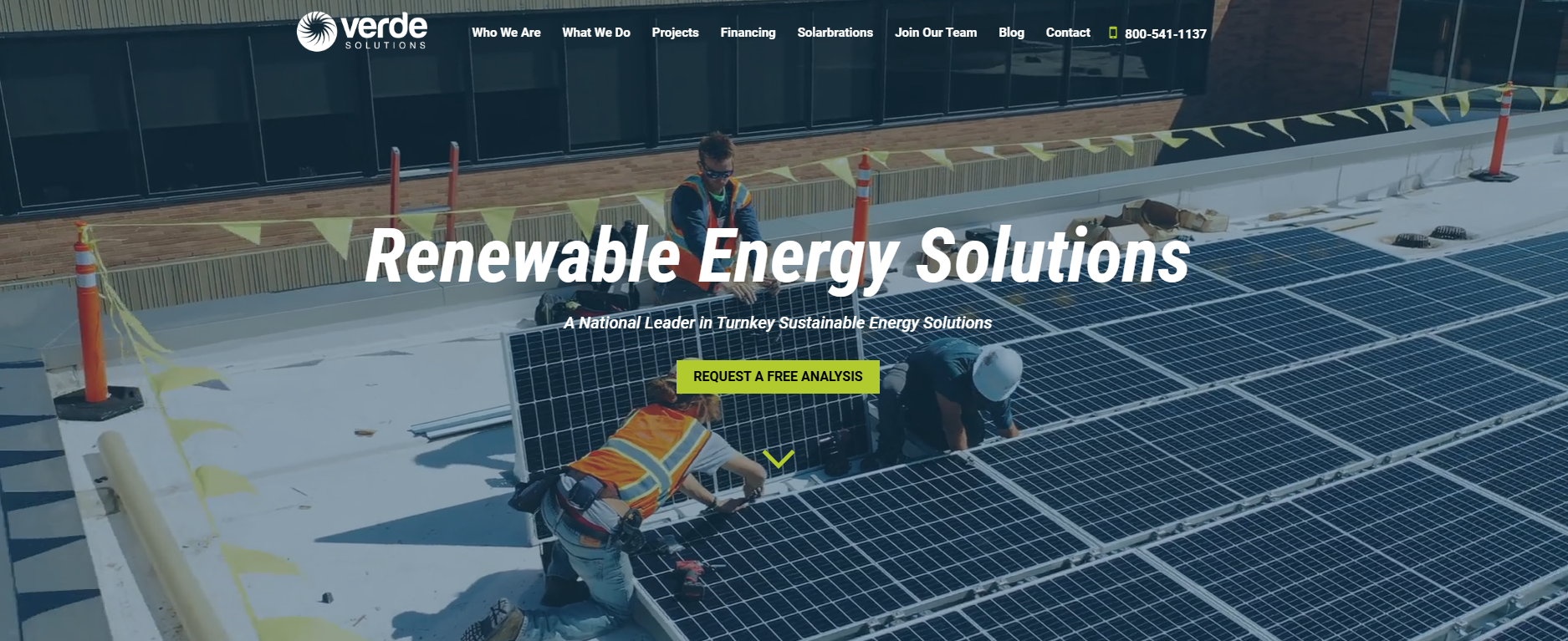 Verde Solutions homepage, a solar panel installer in Chicago