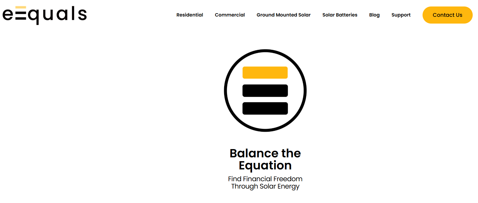 eQuals homepage, a solar energy installer in Chicago