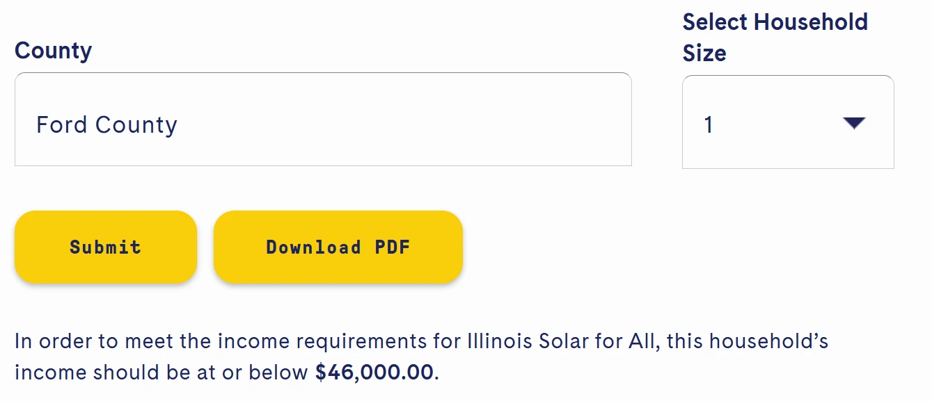 Eligibility requirements window for Illinois Solar for All incentives program