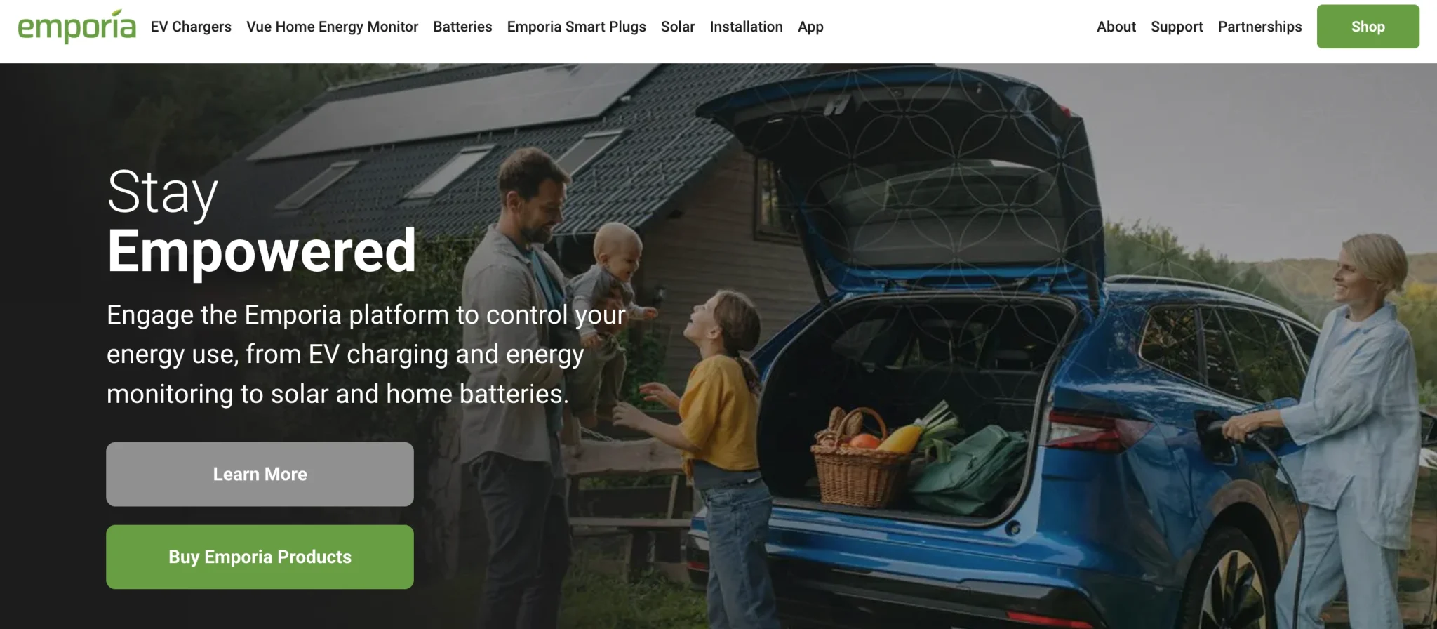 The homepage of Emporia Energy Monitoring