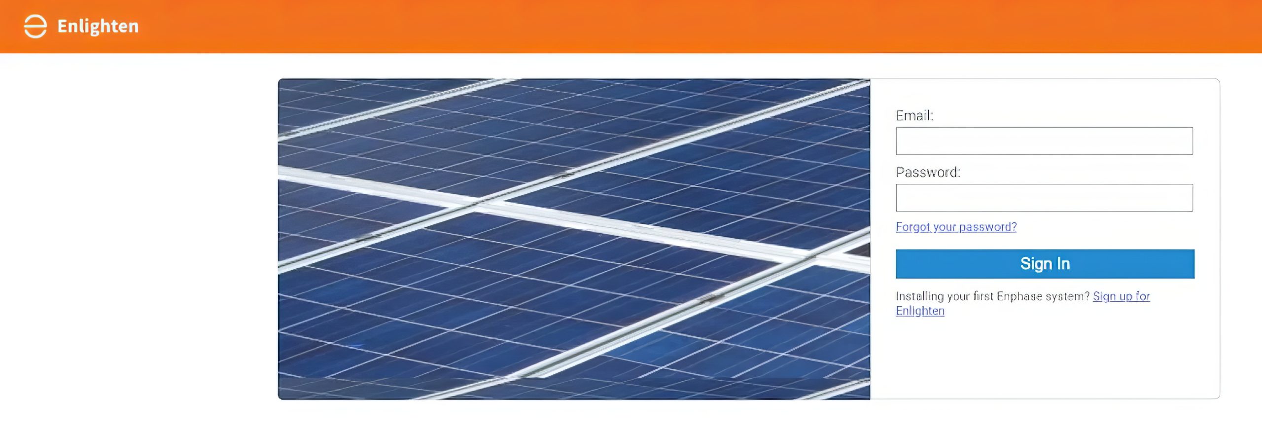 The homepage of Enphase Enlighten monitoring systems