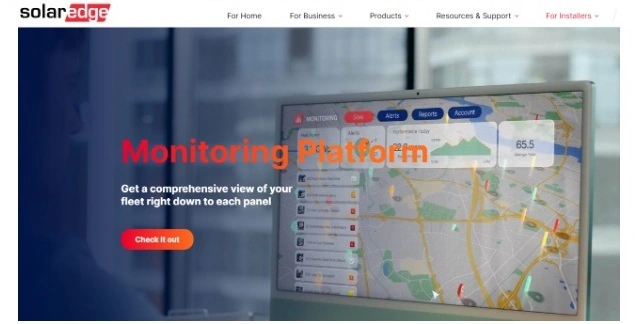 The homepage of a  SolarEdge monitoring system