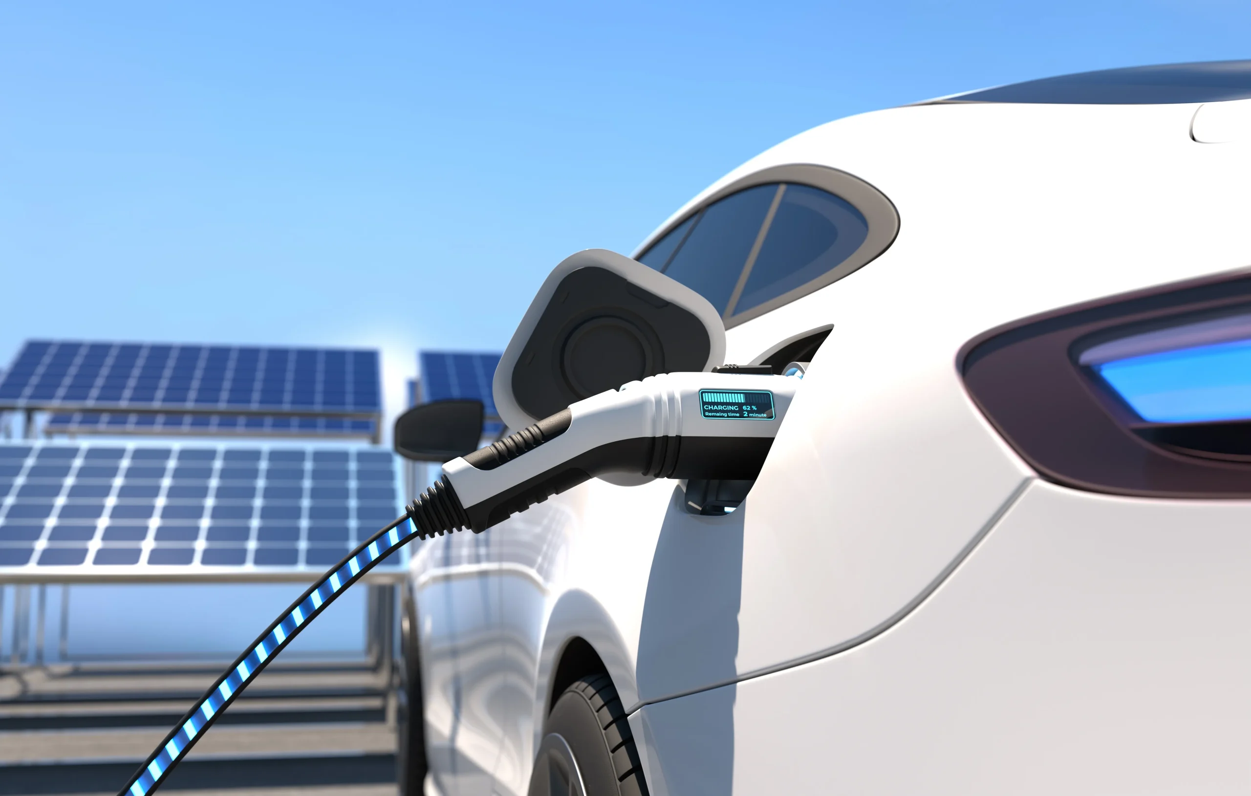 Electric car charging with solar panels