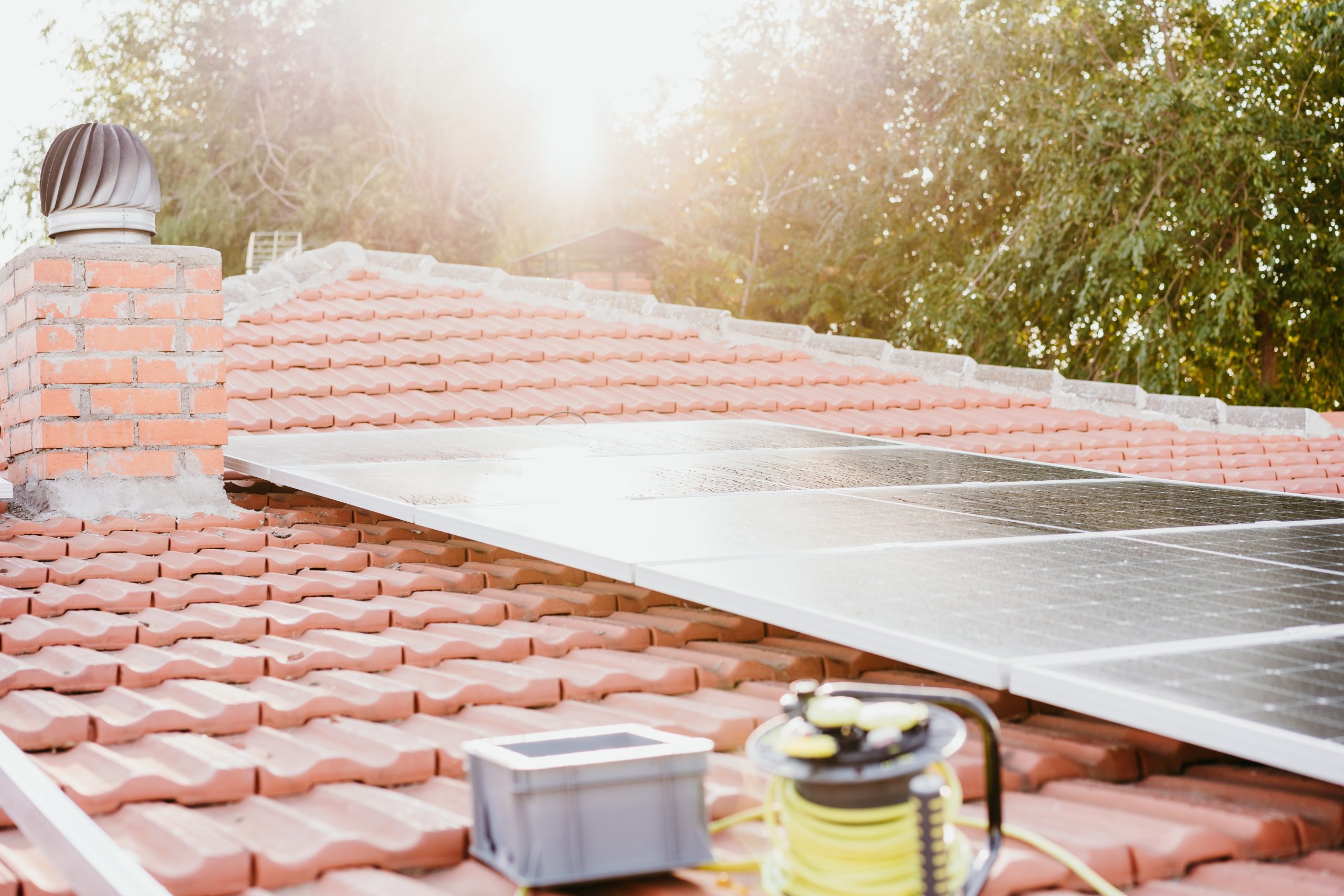 Solar panels on the roof of a historic home