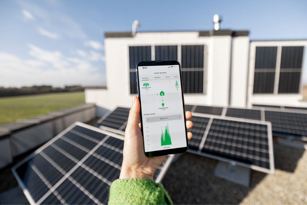 A photo showing an app used for solar panel monitoring in real-time