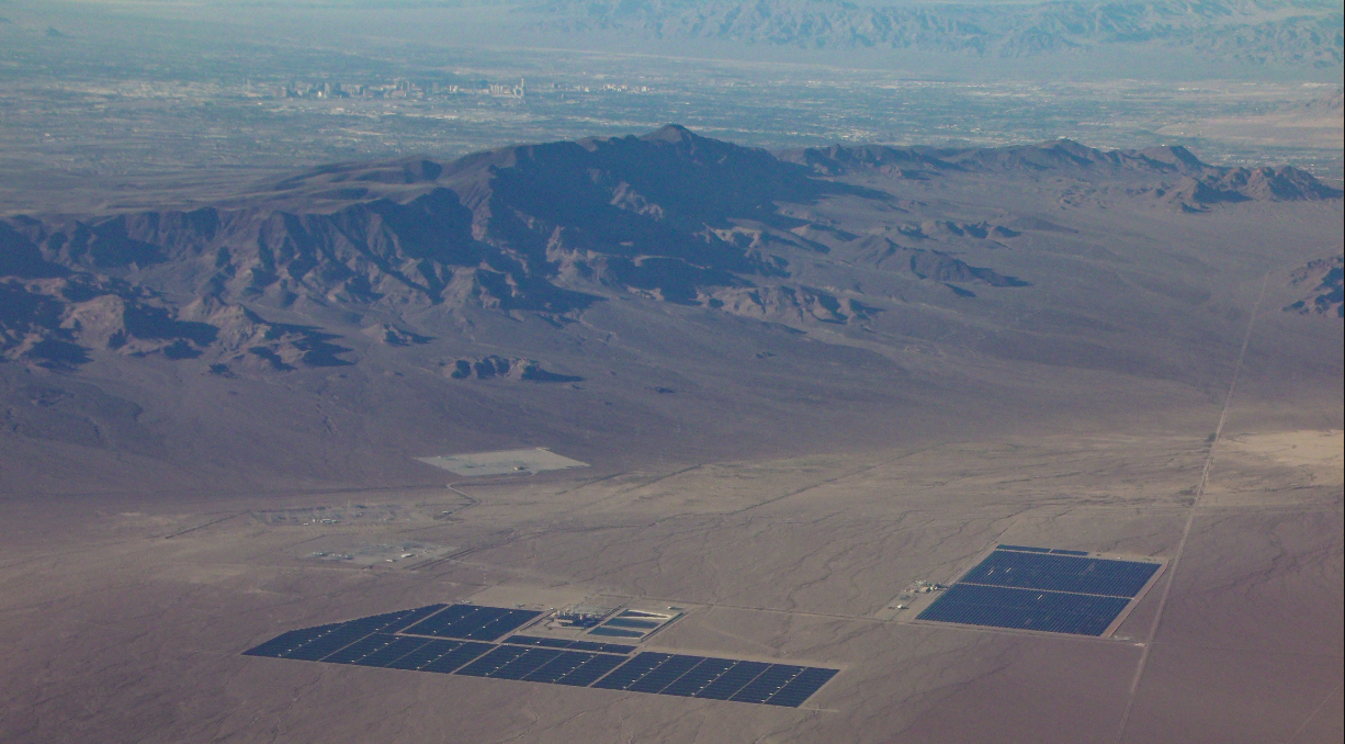 Aerial view of Copper Mountain Solar Facility, Nevada, USA