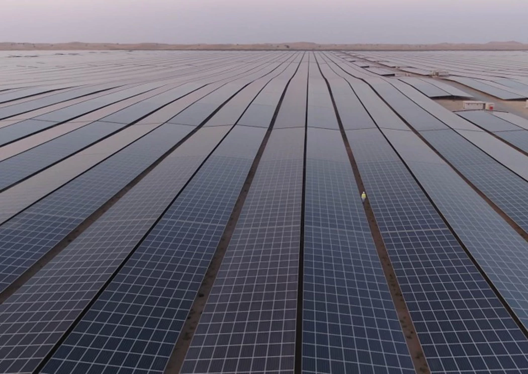 A picture of the solar power plant in Noor Abu Dhabi, United Arab Emirates