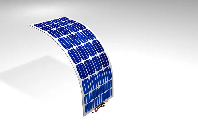 Curved flexible solar panel designed for portable solar applications