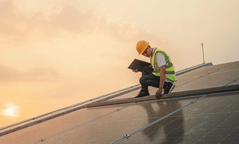 Solar panel inspector at work